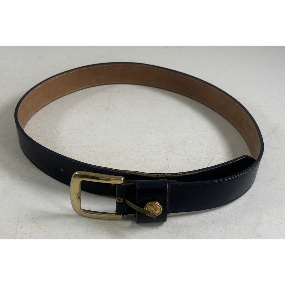 Harken Genuine Leather Brown Belt Italian Brass Buckle Women's Med 28" 1 1/2" W‎